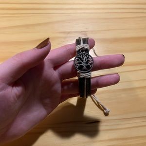 Leather adjustable tree bracelet